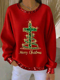Women's Christmas Cross Print Casual Sweatshirt