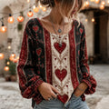 Women's Halloween Queen Of Heart Cosplay Print Long Sleeve T-shirt