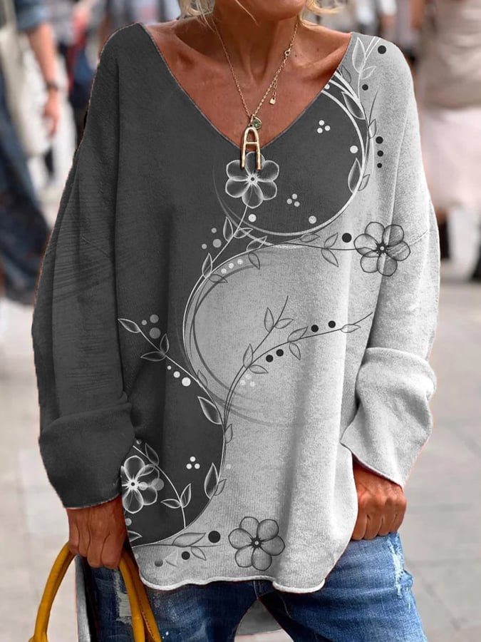 Women's Loose Breast Cancer Obedient Contrast Color Top