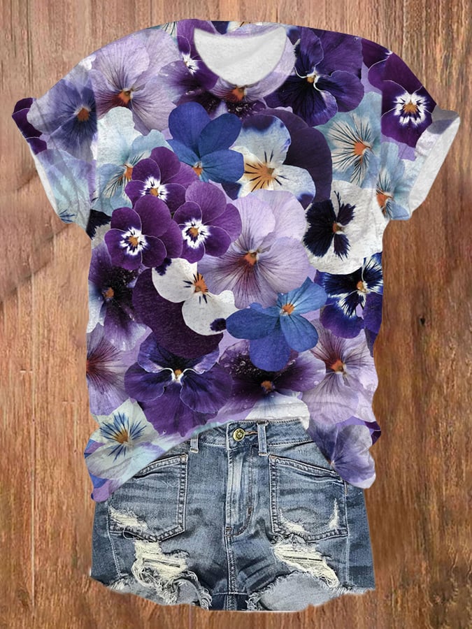 Women's Floral Print Casual T-Shirt