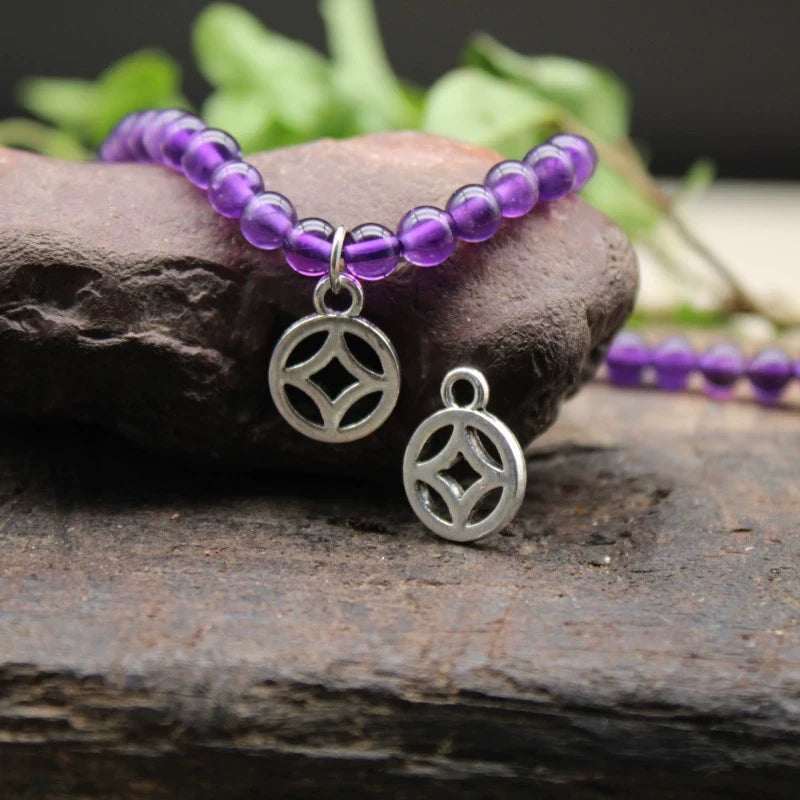Alzheimer's Disease Natural Purple Crystal Bracelet