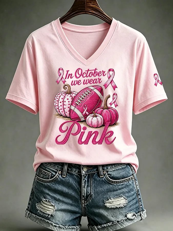 We Wear Pink Printed T-Shirts For Women In October