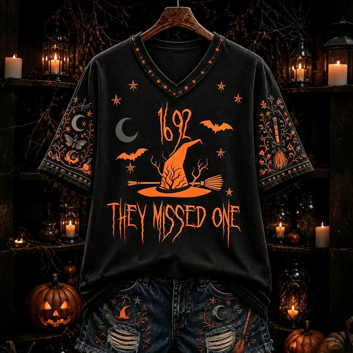 Women's Halloween Print V-neck Short-sleeved T-shirt