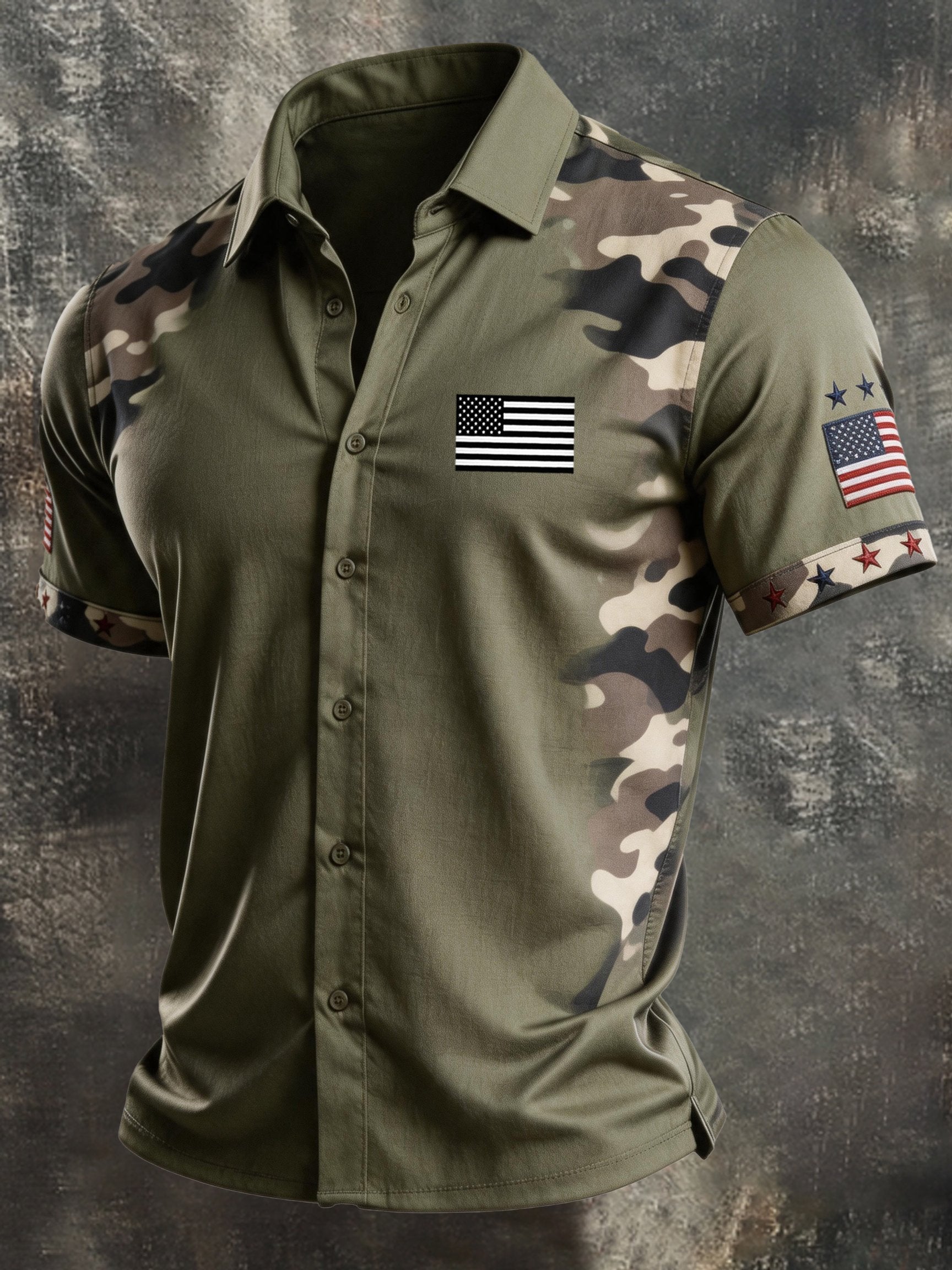 Men's Retro Independence Day Patriot Short-Sleeve Shirt