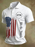 Men's Independence Day Flag Print Casual Polo Shirt