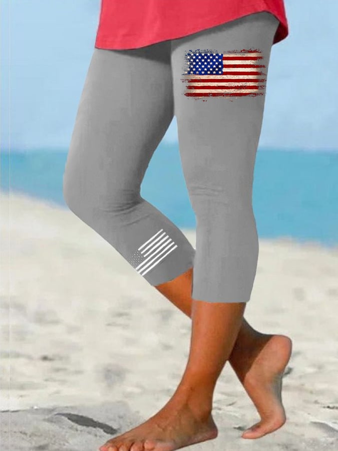 Women's Vintage Flag Independence Day Casual Leggings