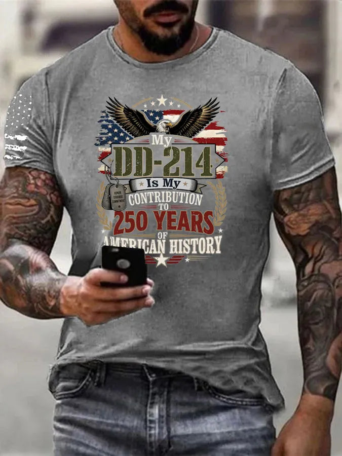 DD214 Is My Contribution To 250 Years Of American History Pattern 100% Cotton T-Shirt