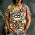 Men's Fun Patchwork Peace Gnome Guitar Art Print T-shirt