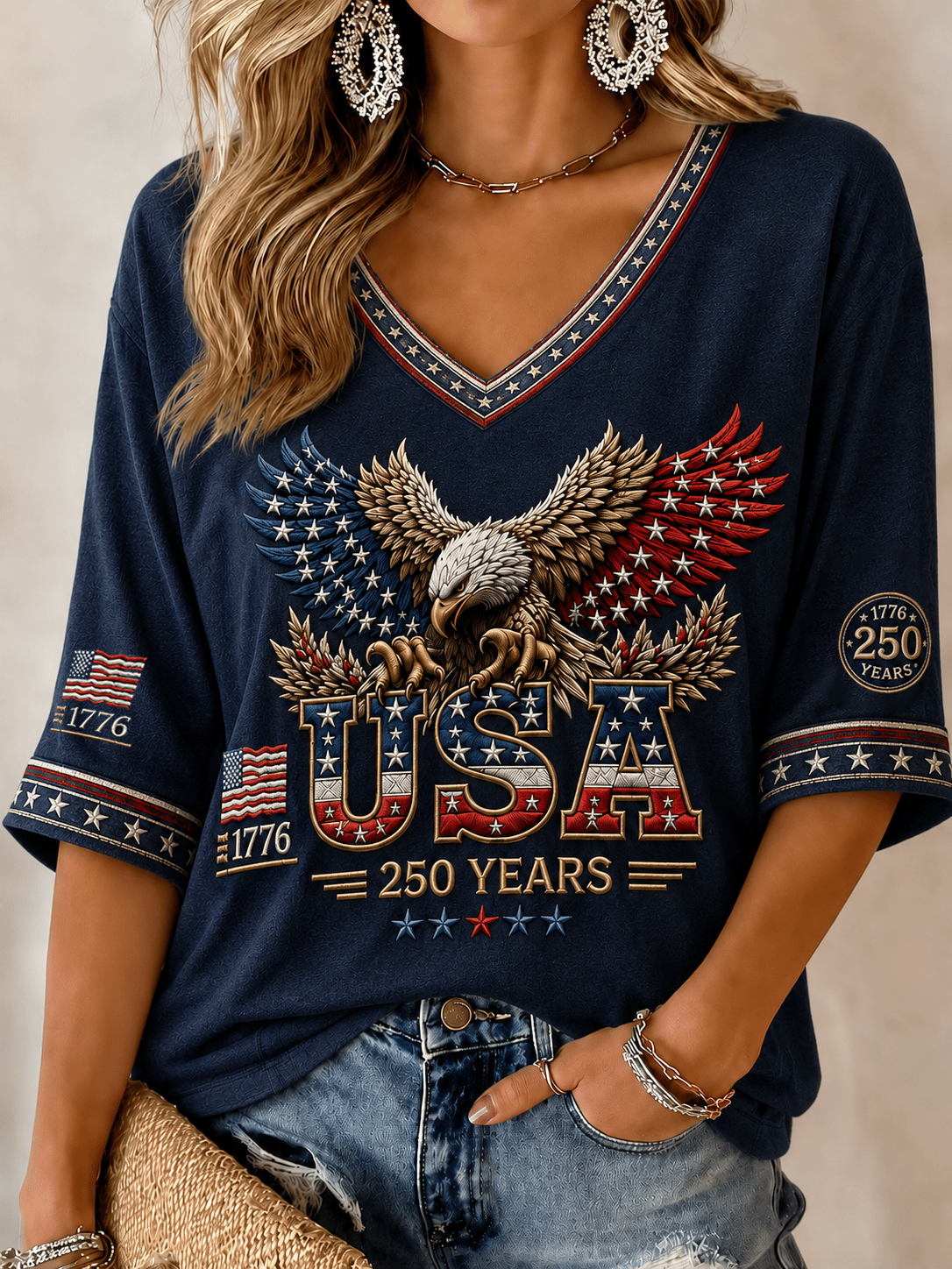Women's USA 250th Anniversary Printed T-shirt