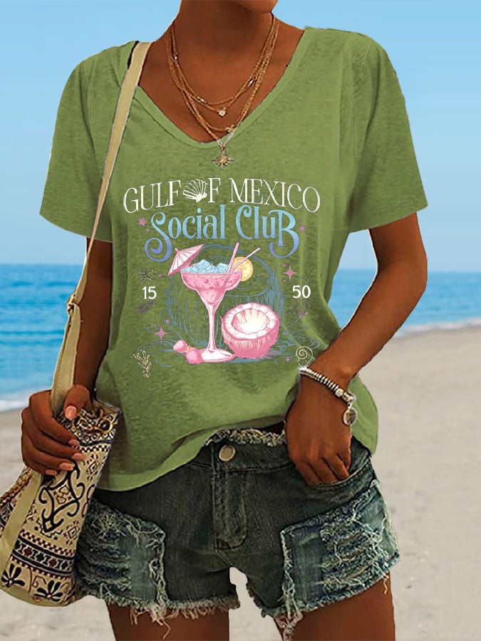 Women's Gulf Of Mexico Print Casual T-Shirt
