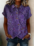 Alzheimer's Disease Floral Print Button-Up Shirt