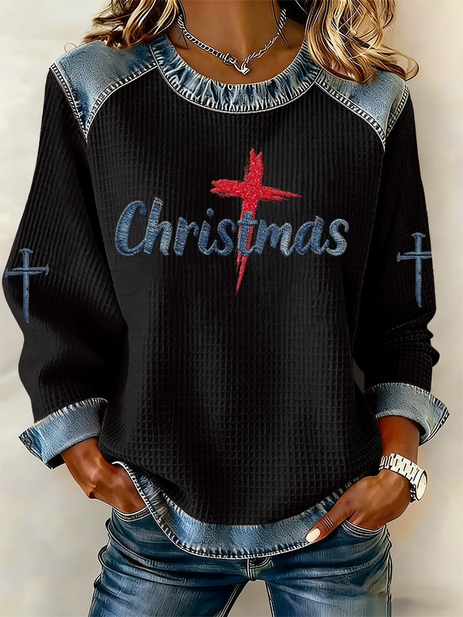 Women's Casual Christmas Merry Christmas Faith Sweatshirt