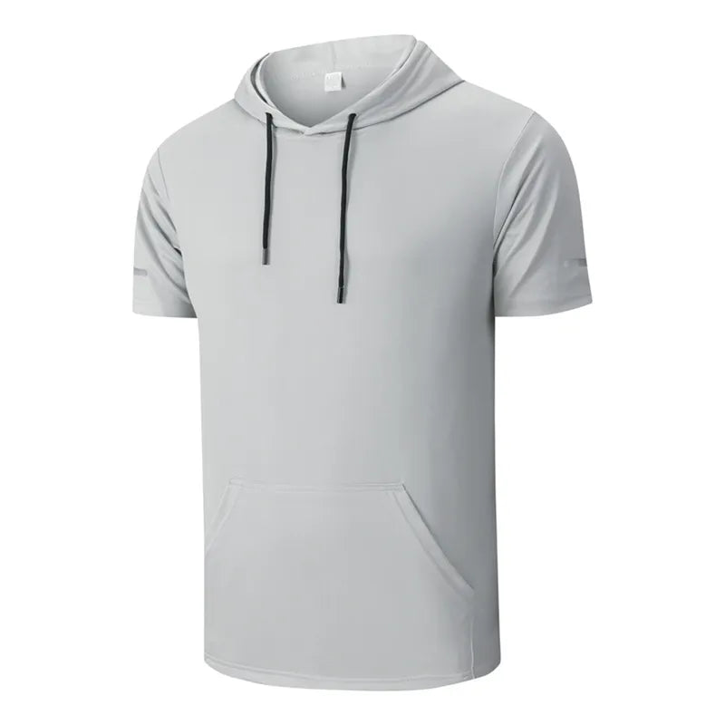 Men's Solid Color Short-Sleeve Sporty T-Shirt Hoodies