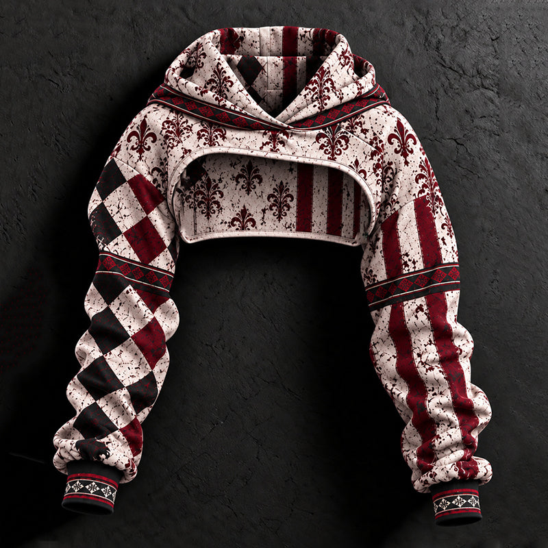 Women's Halloween Striped Plaid Playing Card Print Hoodie And Vest Shorts Three-piece Set