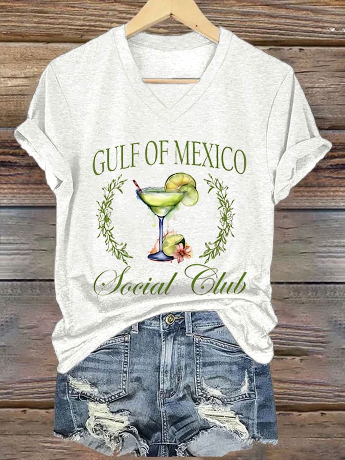 Women's Gulf of Mexico Print V-Neck T-Shirt