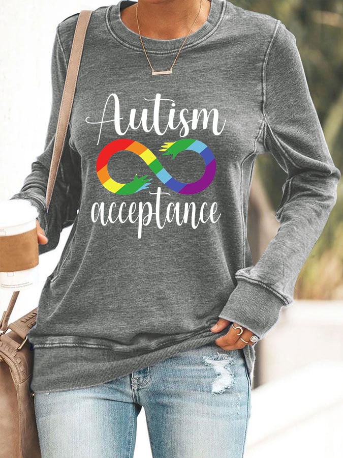 Women'S  Autism Awareness Print Casual Sweatshirt