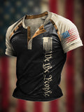 Men's The Pledge Independence Day Henley Neck Raglan Sleeve T-Shirt