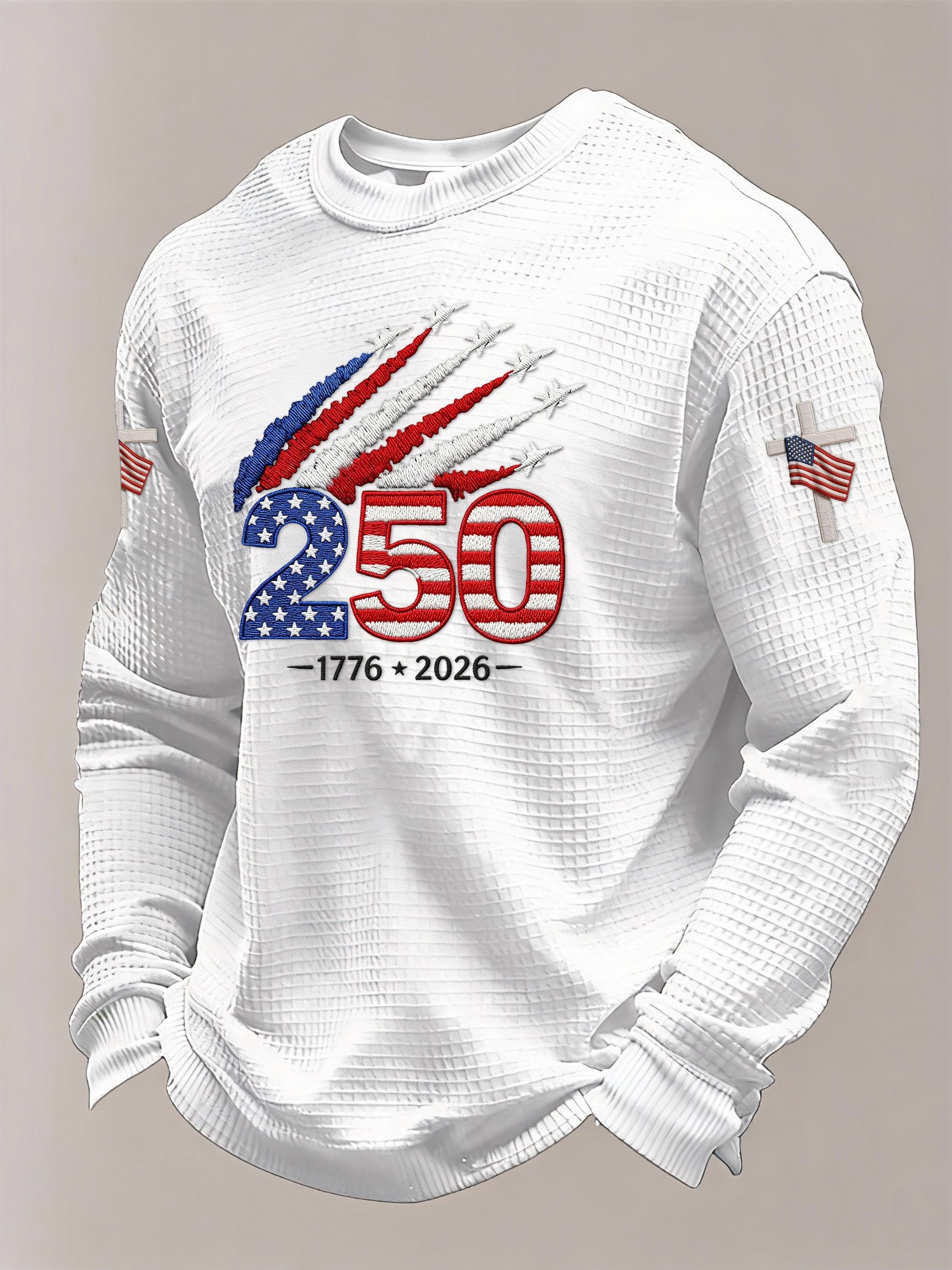Men’s USA 250th Anniversary Print Short Sleeve Waffle Knit T-Shirt