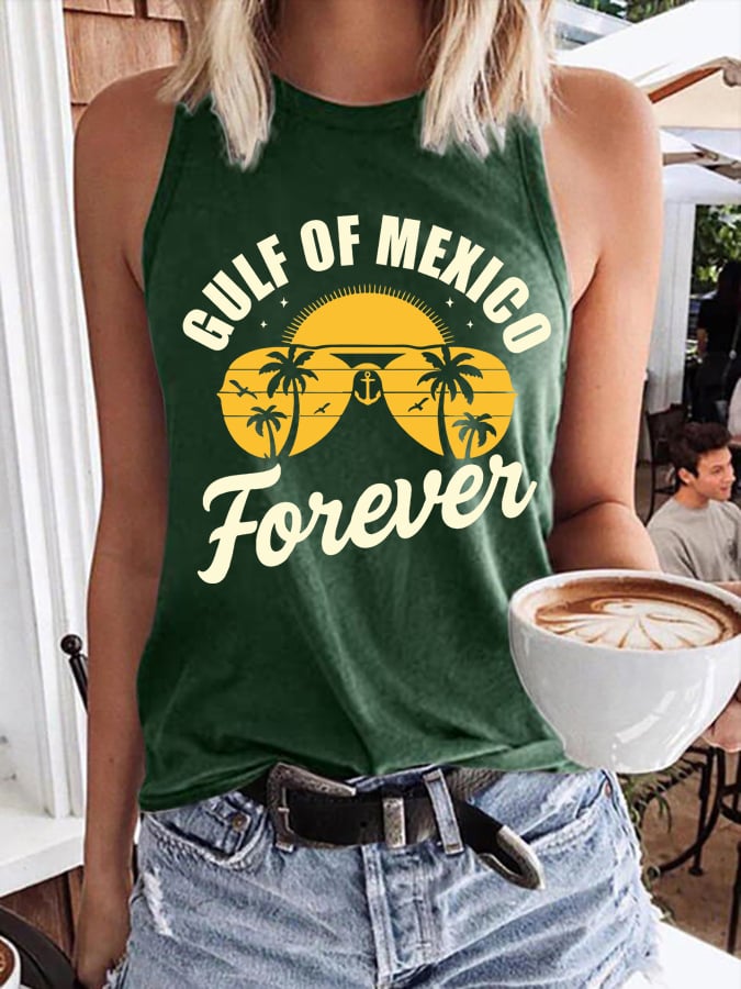 Women's Gulf Of Mexico Print Round Neck Tank Top