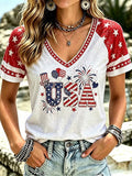 Women'S Retro USA 250Th Anniversary Celebration Printed Casual Shoulder T-Shirt