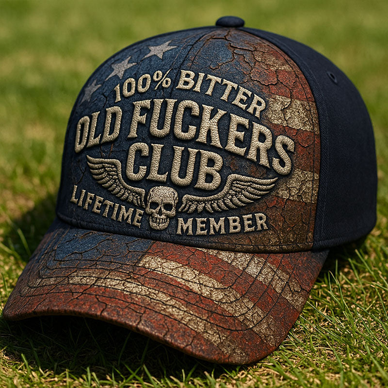 Vintage Distressed "Old Club" Lifetime Member  Printed Casual Hat