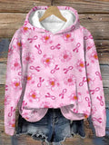 Women's Breast Cancer Pink Ribbon Floral Print Hoodie