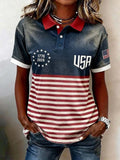 American Women'S Casual Patriotic Polo