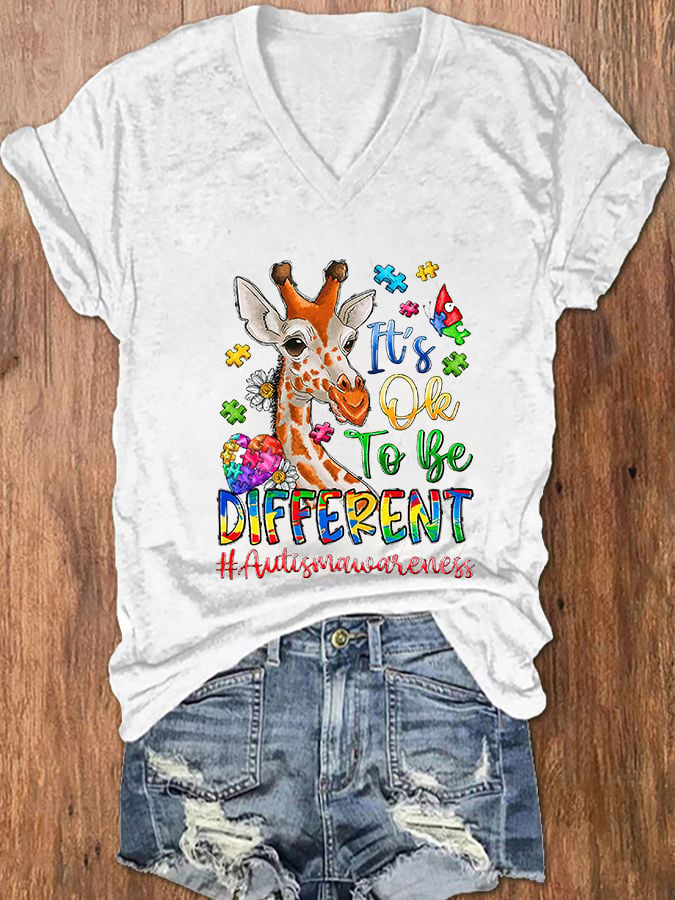 Women's It's Ok To Be Different V-Neck T-Shirt