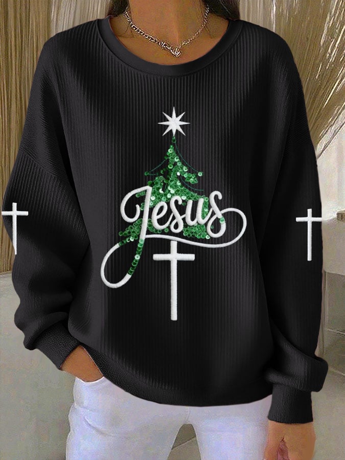 Women's Casual Print Long Sleeve Knit Top