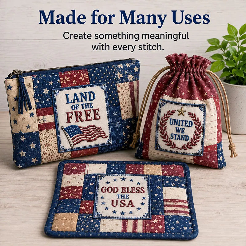 Patriotic Pocket Prayers Fabric Panel – Americana Inspirational Sewing Squares