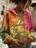 Women's Retro Bohemian Hippie Style Floral Print Hoodie