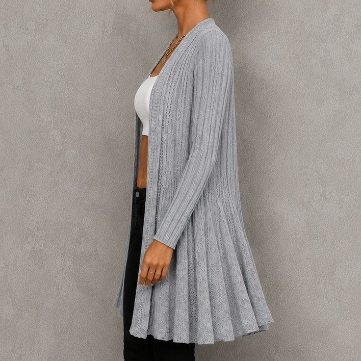 Elegant Knitted Long-sleeved Mid-length Cardigan