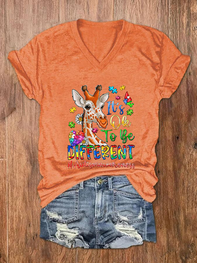 Women's It's Ok To Be Different V-Neck T-Shirt