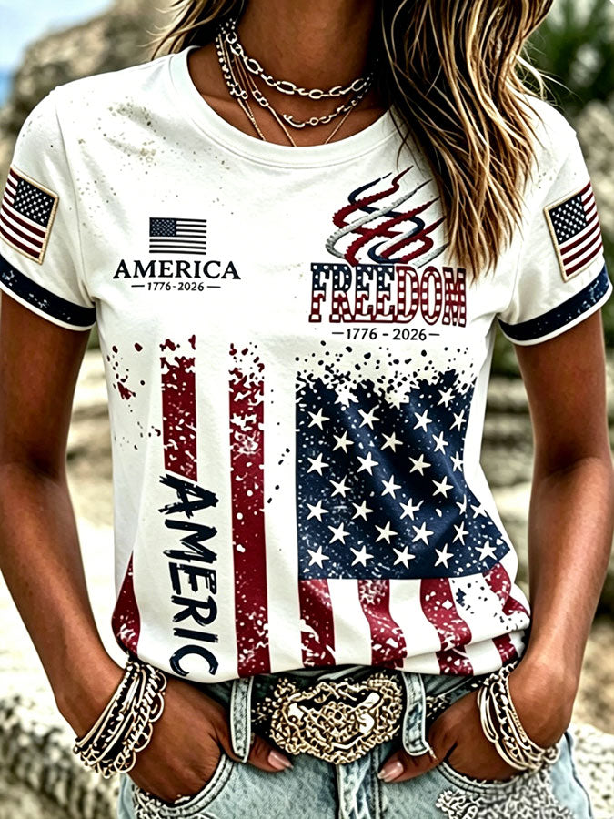 Women's USA Printed Casual T-shirt