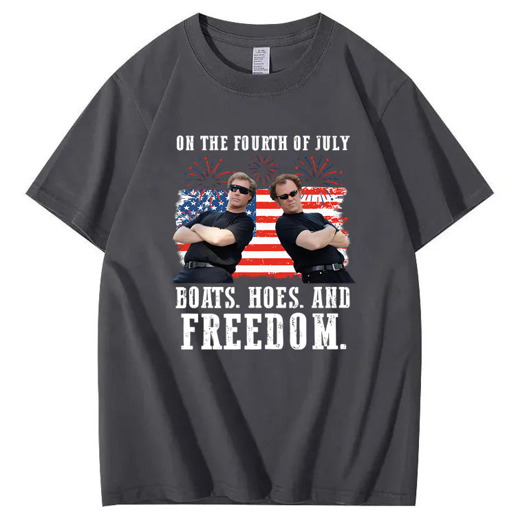 On The Fourth Of July Boats. Hoes. And Freedom 100%Cotton T-Shirt