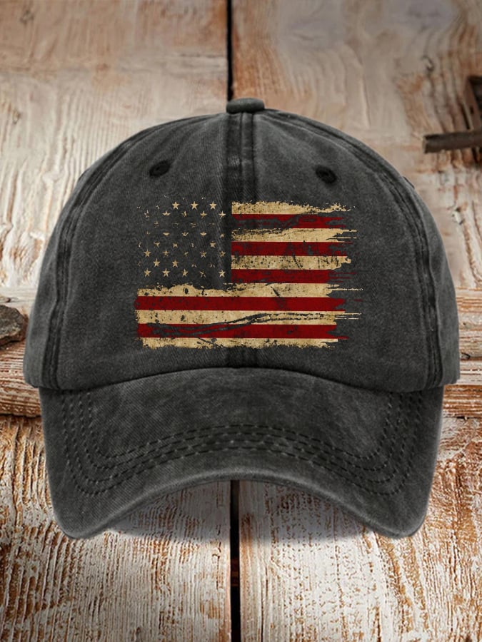 Unisex Distressed Washed Cotton Print Hat