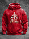 Retro Merry Christmas Cross Christmas Print Hoodie