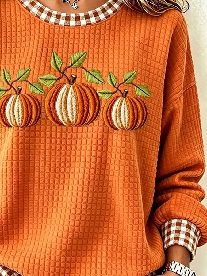 Women'S Casual Pumpkin Print Autumn Top