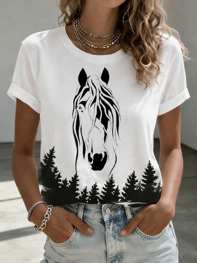Women's Western Style Print Casual Tee