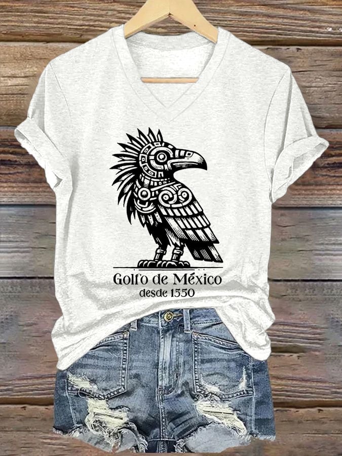 Women's Gulf Of Mexico Printed V Neck T-Shirt