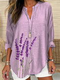 Women's Alzheimer's Floral Print Casual Long Sleeve V-Neck Shirt