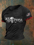 Men's We The People 1776 America Flag Skull Print Independence Day Casual Tee