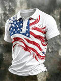 Men's Vintage Flag-Print Polo Shirt