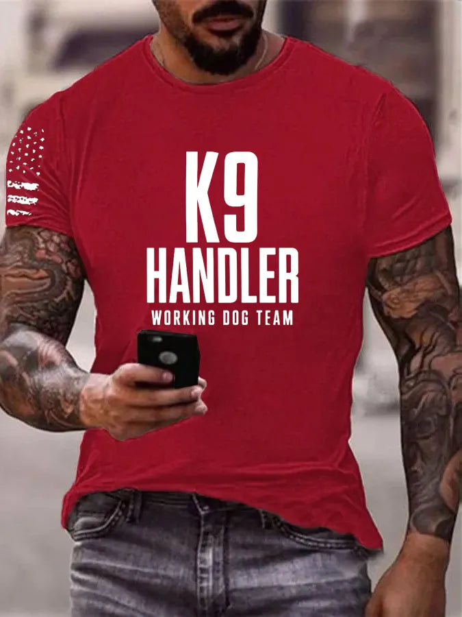 K-9 Handler Working Dog Team Pattern 100% Cotton T-Shirt
