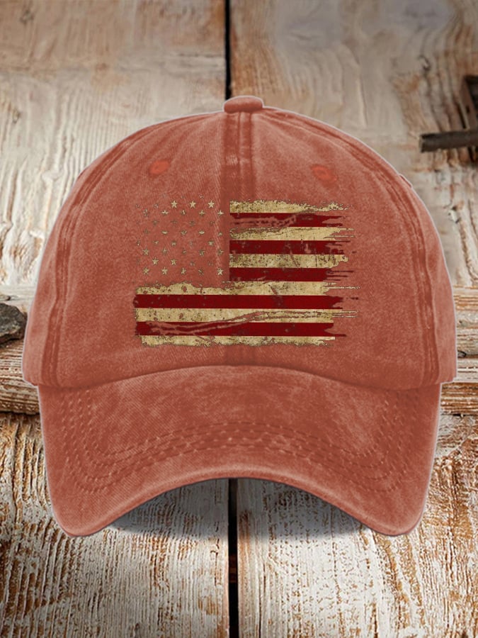 Unisex Distressed Washed Cotton Print Hat