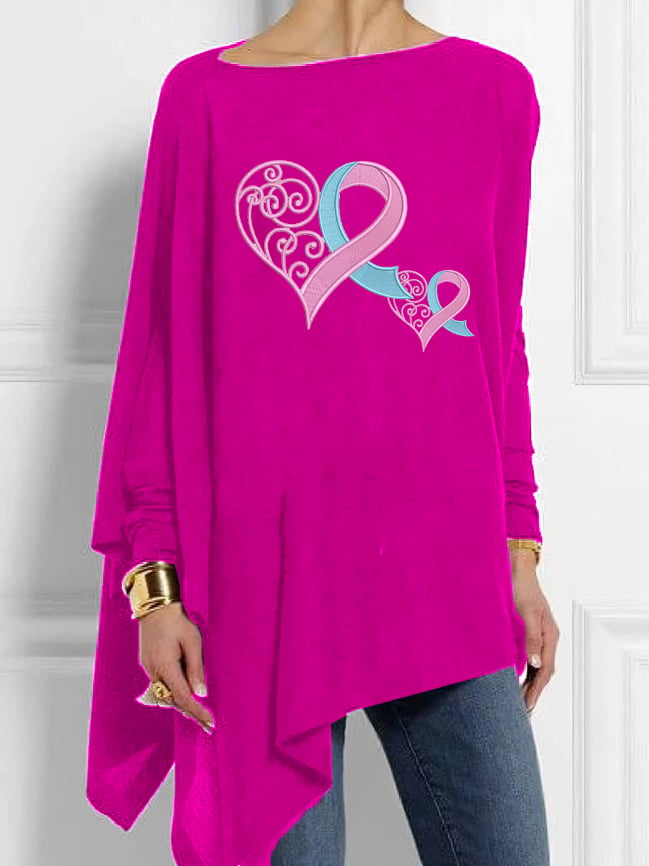 Fashionable And Casual Pink Heart Breast Cancer Cover-Up Top
