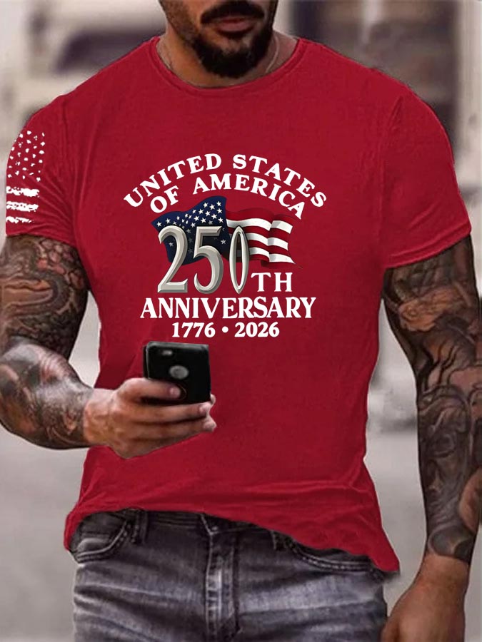 United States 250th Anniversary 1776-2026 Pattern 100% Cotton T-Shirt