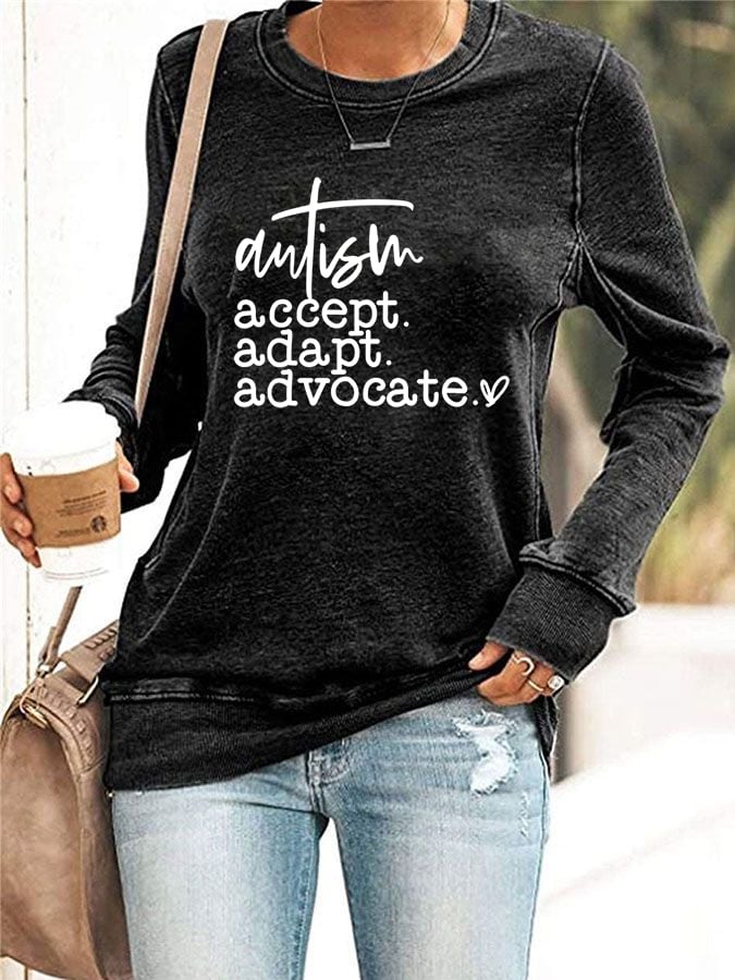 Women'S  Autism Awareness Print Casual Sweatshirt