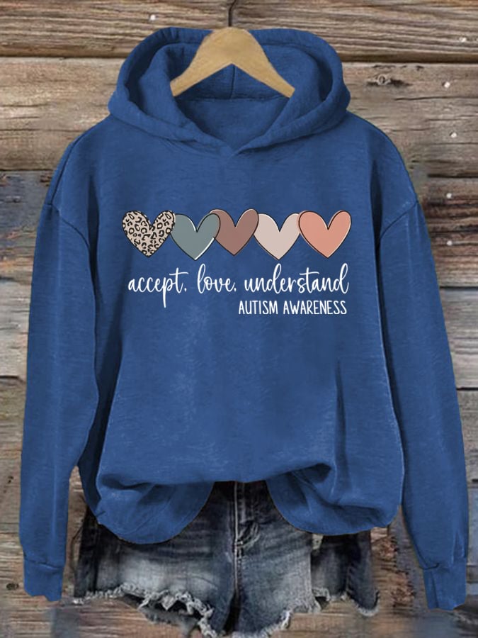 Women's Autism Awareness Understands Love Acceptance Print Sweatshirt