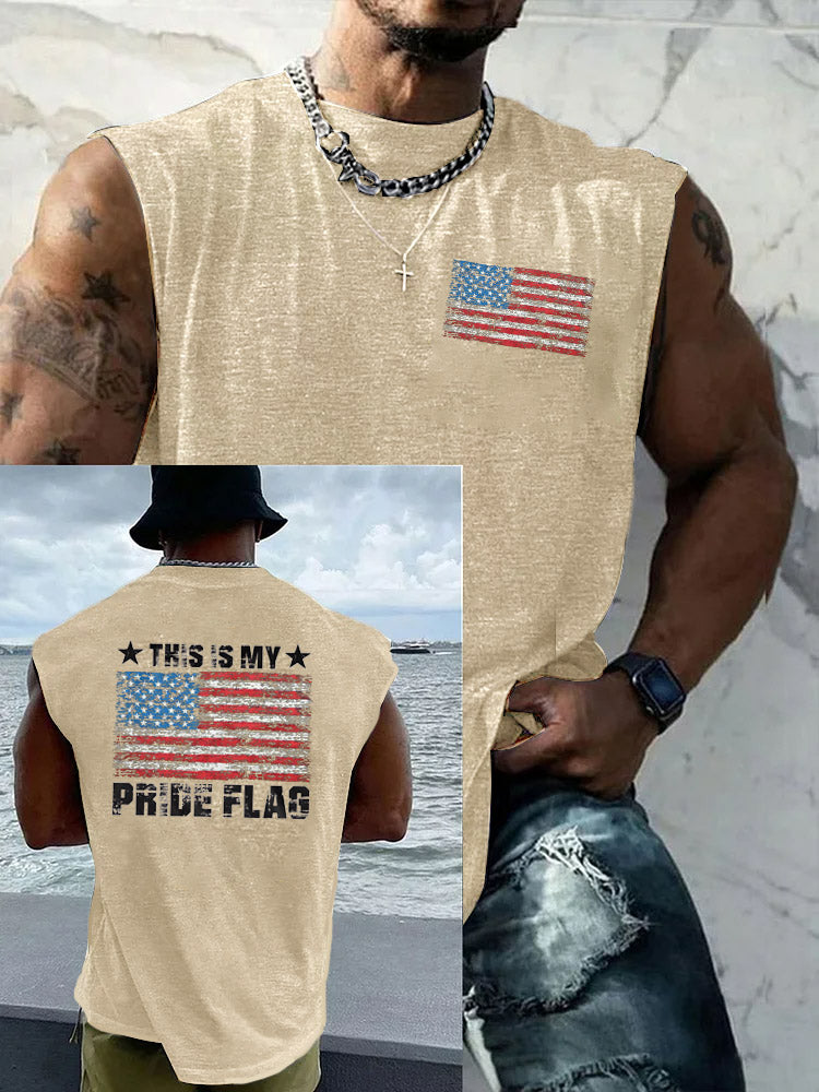 This is My Pride Flag Pattern Round Neck 100% Cotton Tank Top